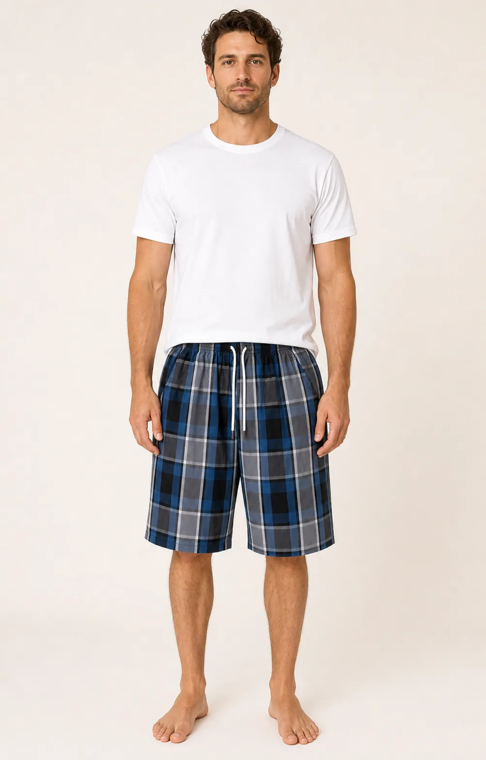 Men's Cotton Woven Plaid Beach Shorts