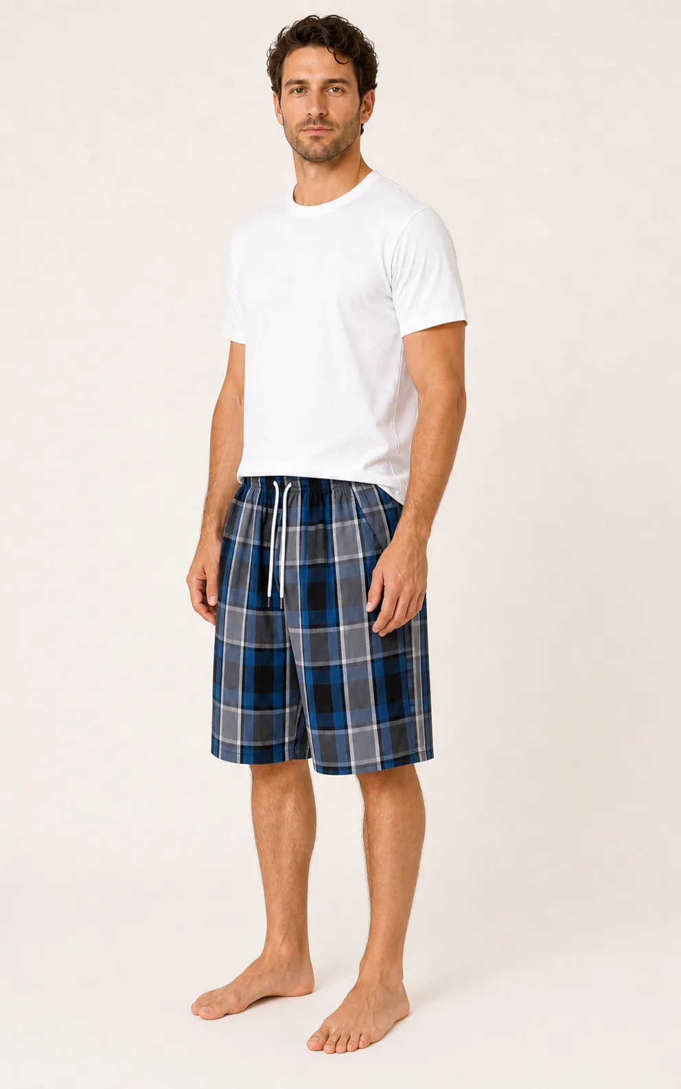 Men's Cotton Woven Plaid Beach Shorts view 2