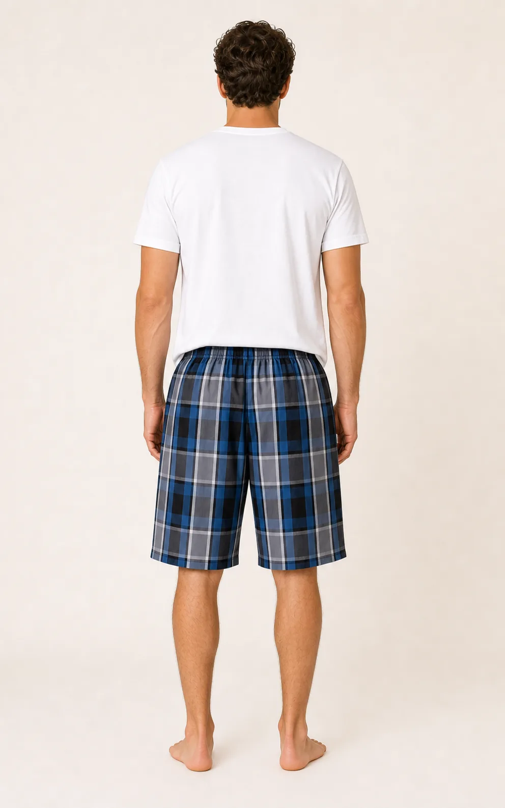 Men's Cotton Woven Plaid Beach Shorts view 3