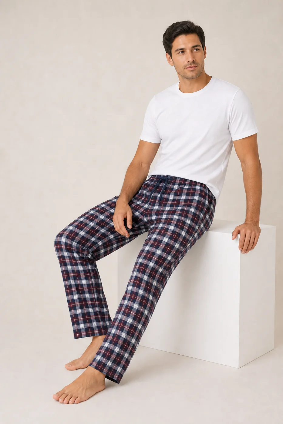 Men's Cotton Plaid Lounge Pants view 4