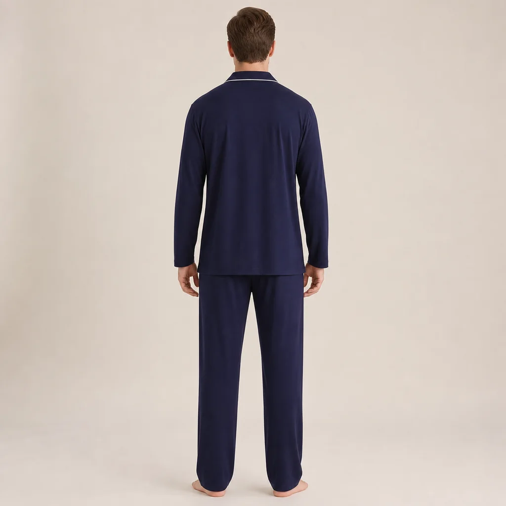 Men's Cotton Spandex Long Sleeve Pajama Set view 4