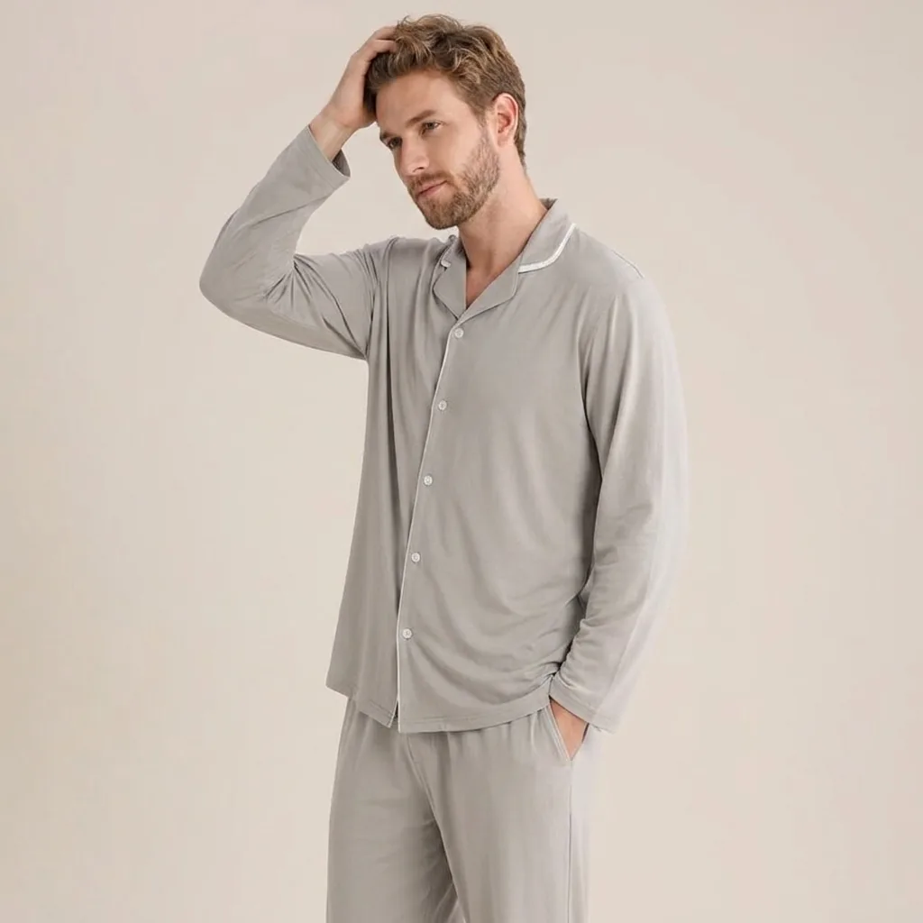 Men's Bamboo Viscose Long Sleeve Pajama Set