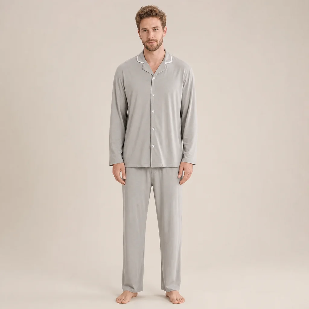 Men's Bamboo Viscose Long Sleeve Pajama Set view 2