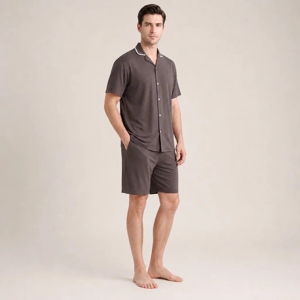 Men's Cotton Short Sleeve Pajama Set view 3