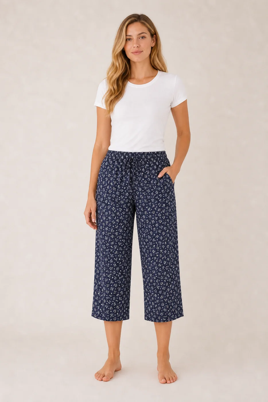 Women's Cotton Rayon Capri Lounge Pants