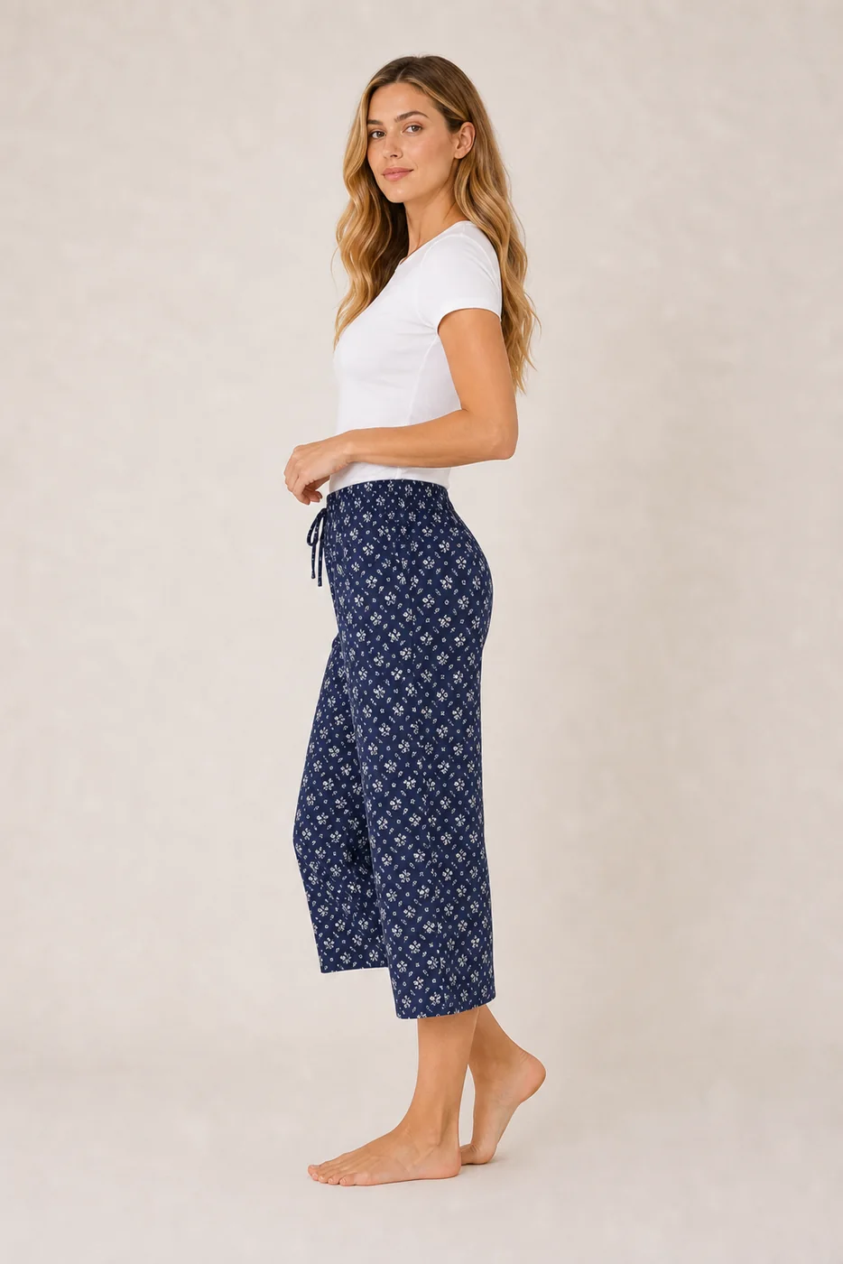 Women's Cotton Rayon Capri Lounge Pants view 3