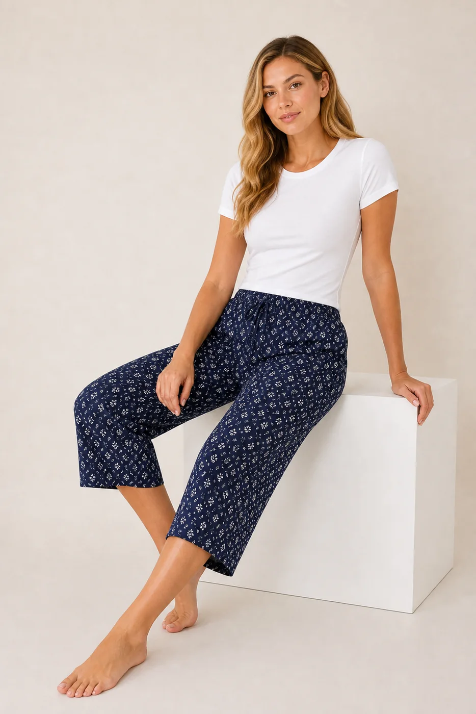 Women's Cotton Rayon Capri Lounge Pants view 4