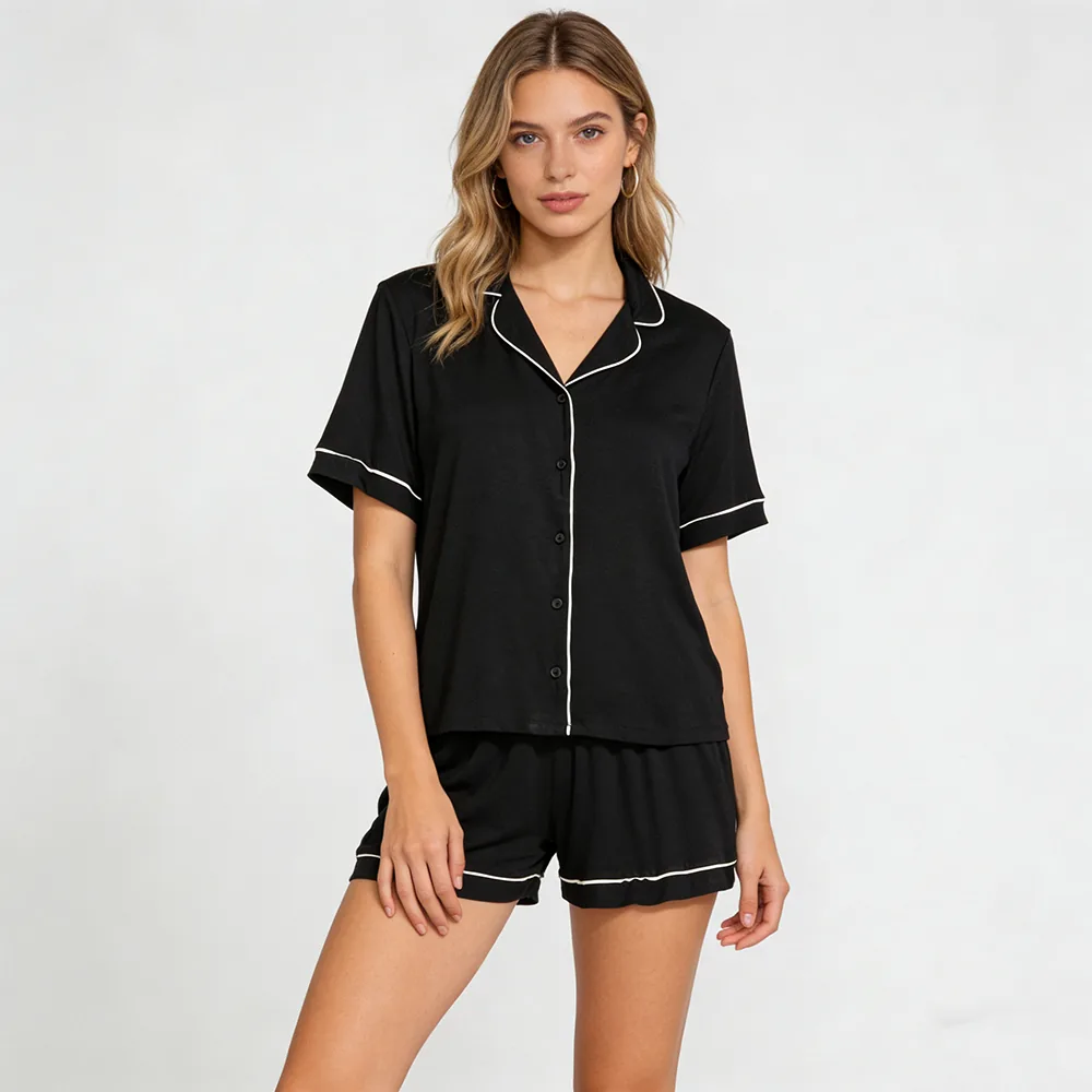 Women's Bamboo Viscose Short Sleeve Plus Size Pajama Set view 2