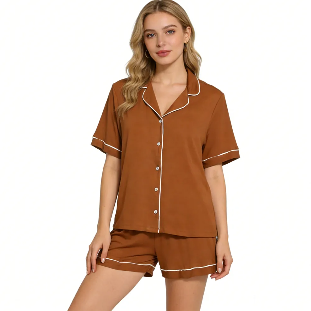 Women's Bamboo Viscose Short Sleeve Plus Size Pajama Set view 4