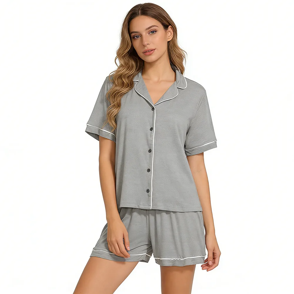 Women's Bamboo Viscose Short Sleeve Plus Size Pajama Set view 6
