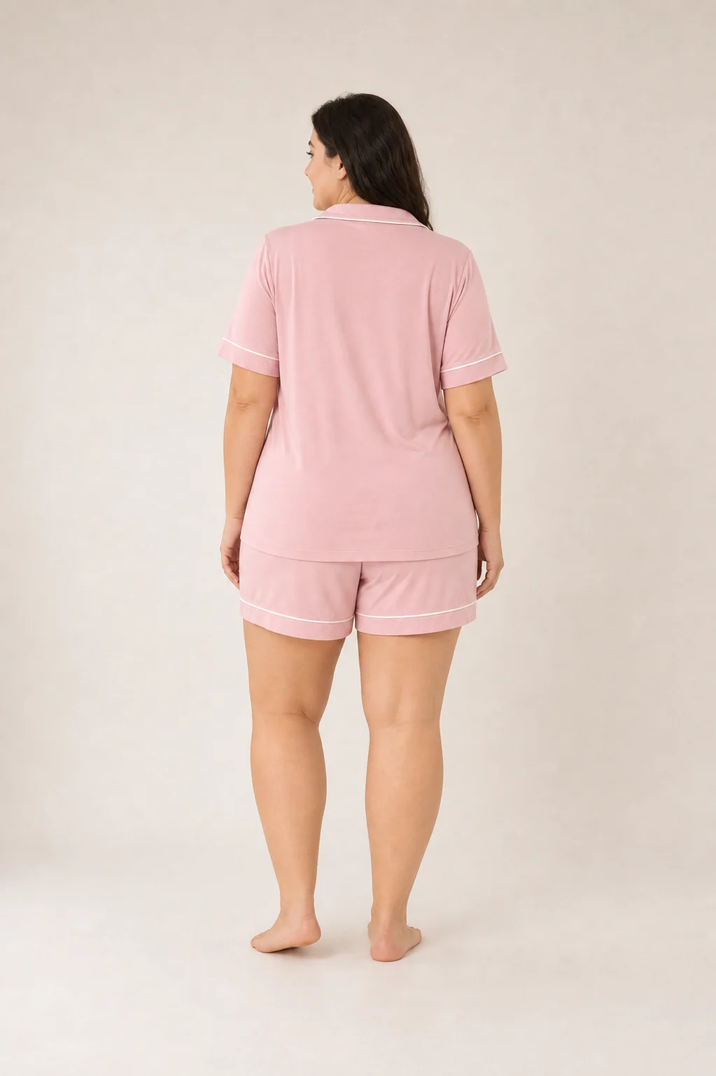 Women's Modal Bamboo Viscose Short Sleeve Plus Size Pajama Set view 2