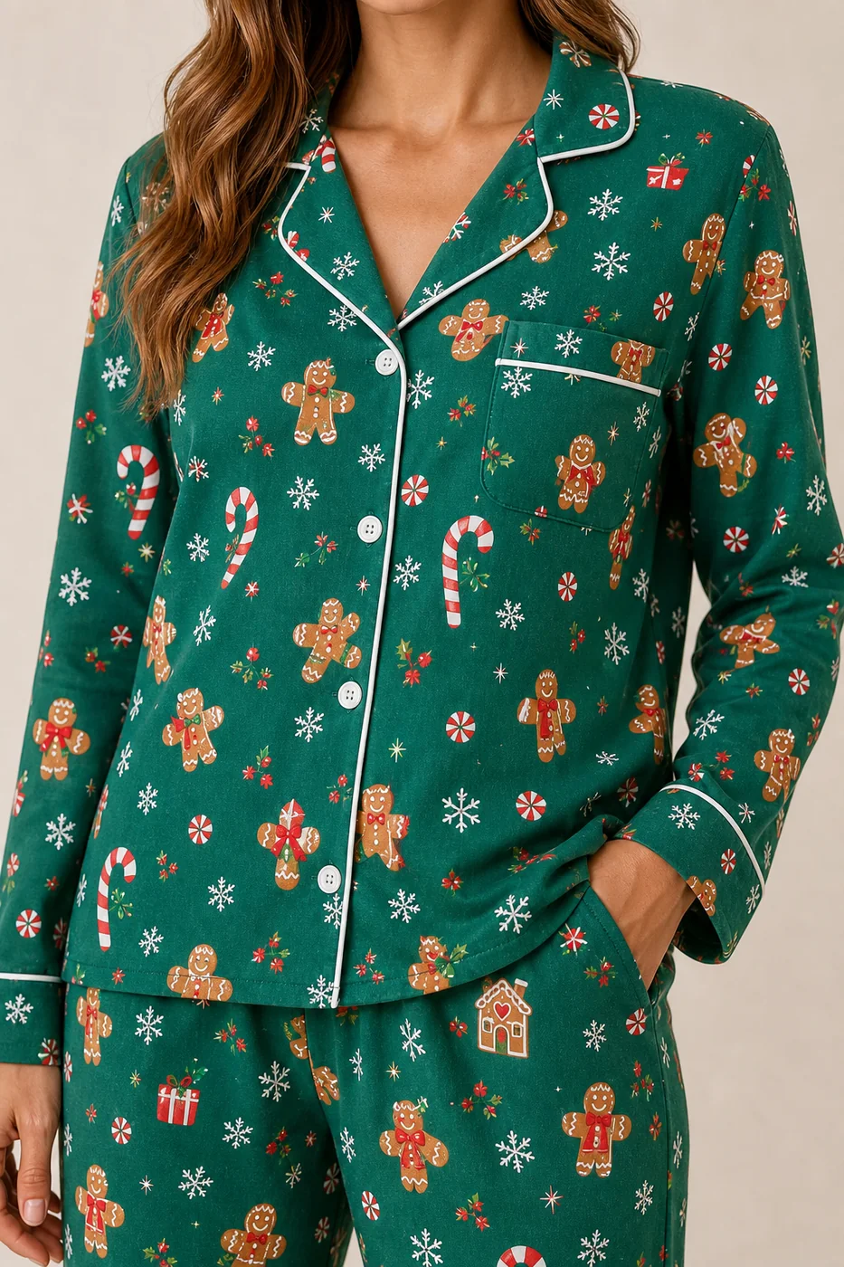Women's Printed Long Sleeve Holiday Pajama Set view 5