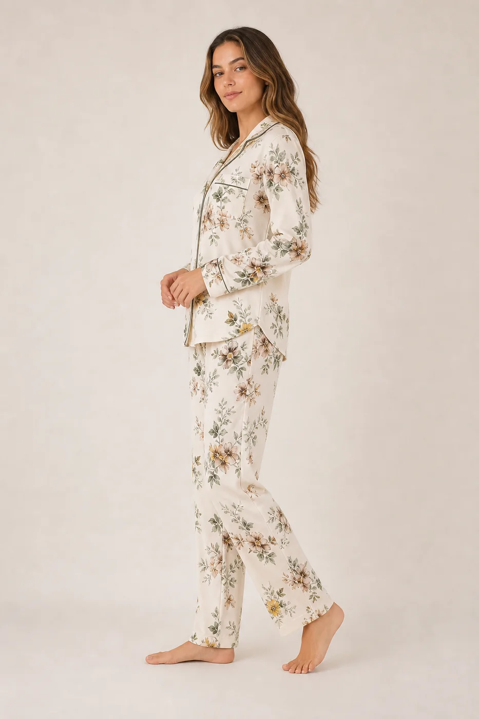 Women's Cotton Rayon Printed Long Sleeve Loungewear Set view 3