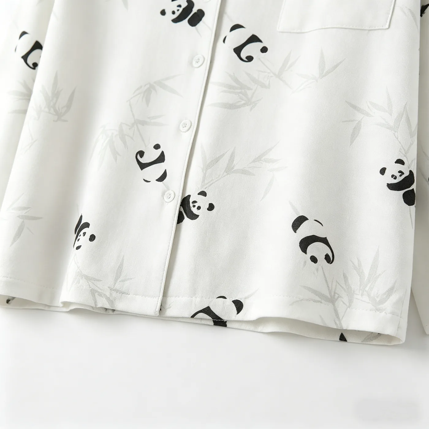 Women's Cotton Knit Panda Print Long Sleeve Pajama Set view 5