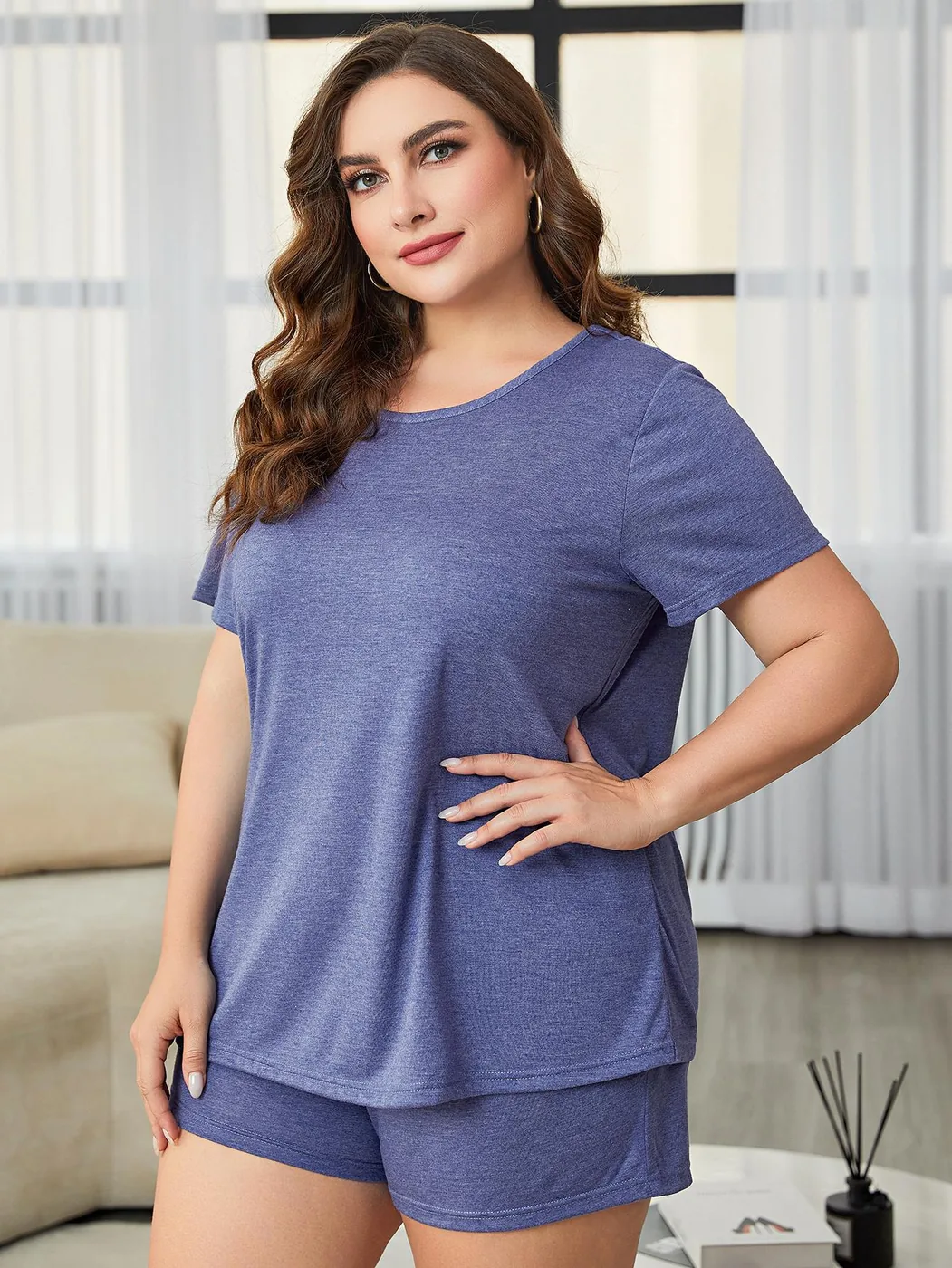 Women's Plus Size Short Sleeve Shorts Pajama Set