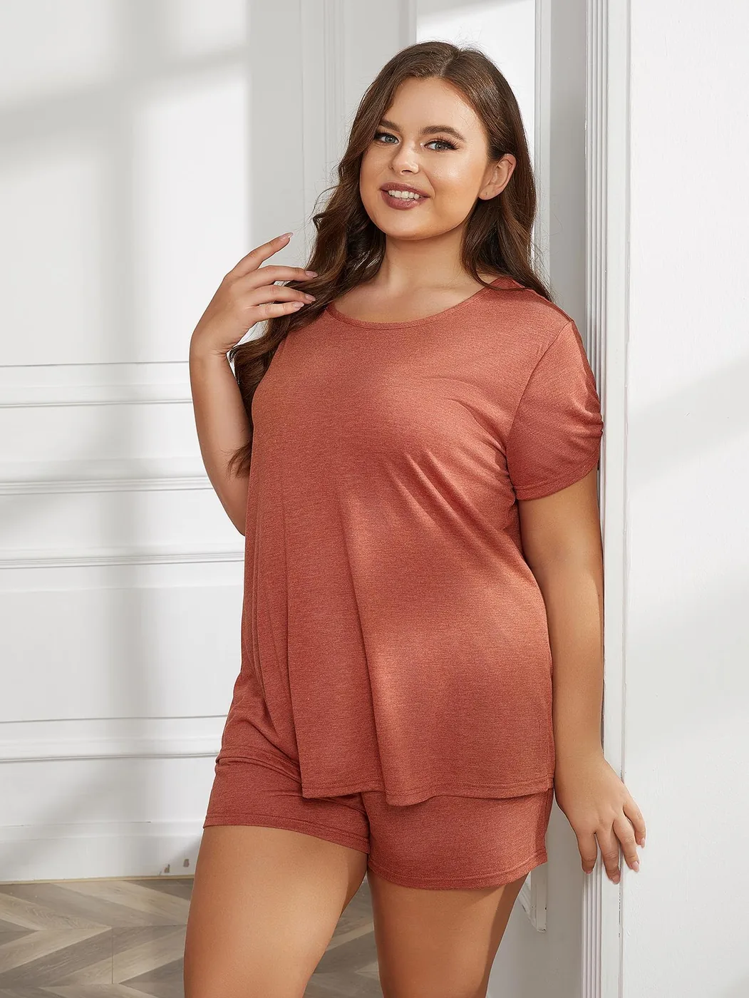 Women's Plus Size Short Sleeve Shorts Pajama Set view 2