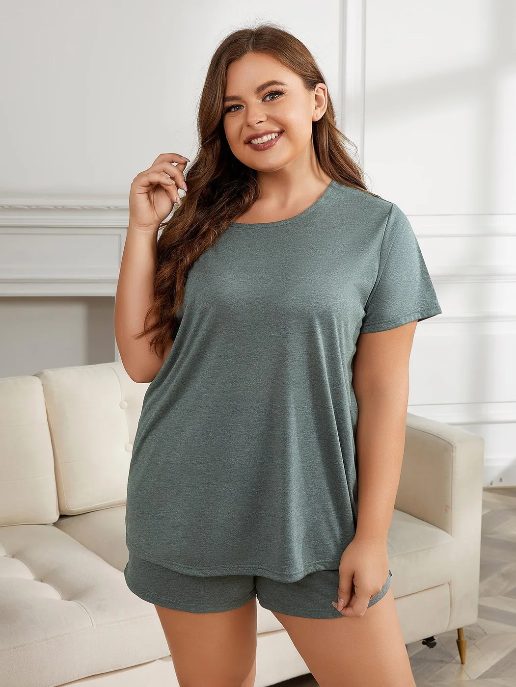 Women's Plus Size Short Sleeve Shorts Pajama Set view 3