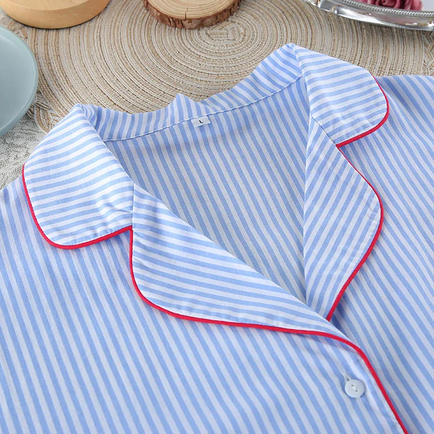 Women's Cotton Striped Long Sleeve Pajama Set view 4