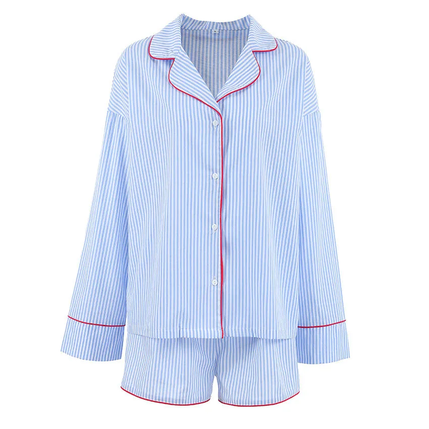 Women's Cotton Striped Long Sleeve Pajama Set view 5