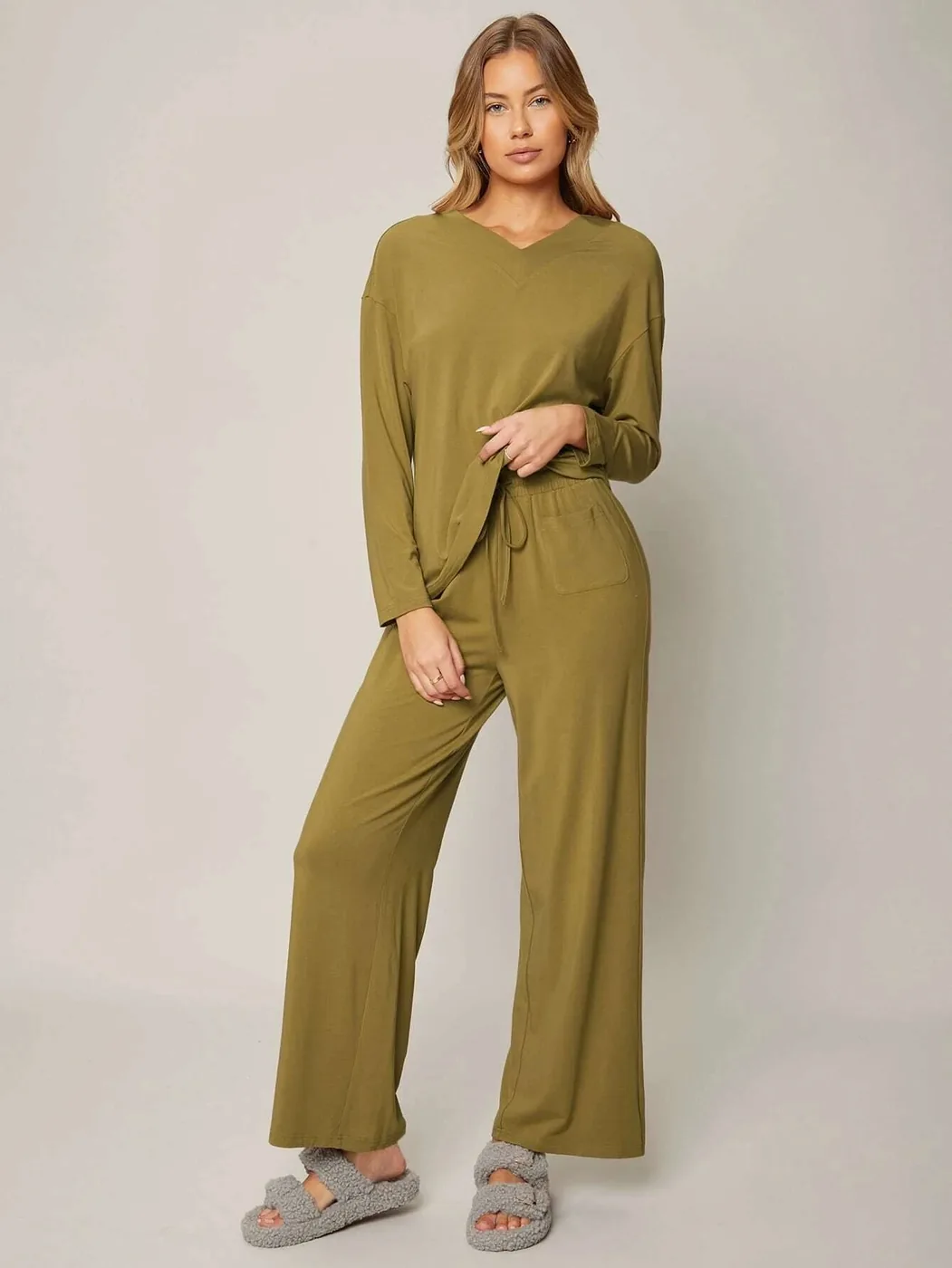 Women's Bamboo Viscose Knit Long Pajama Set view 3
