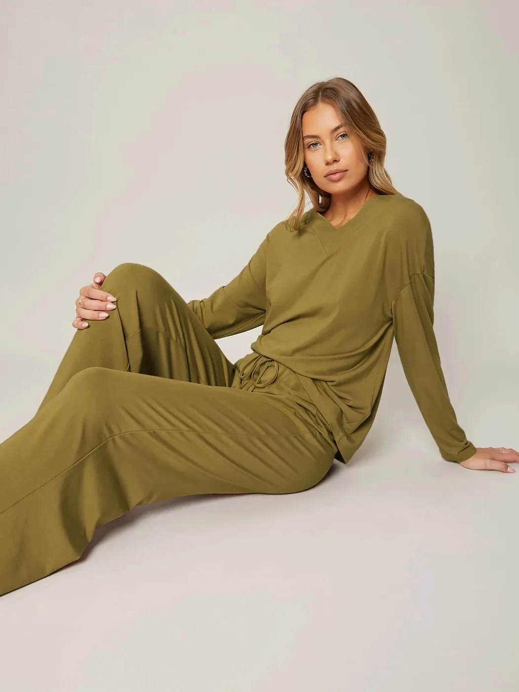 Women's Bamboo Viscose Knit Long Pajama Set view 4