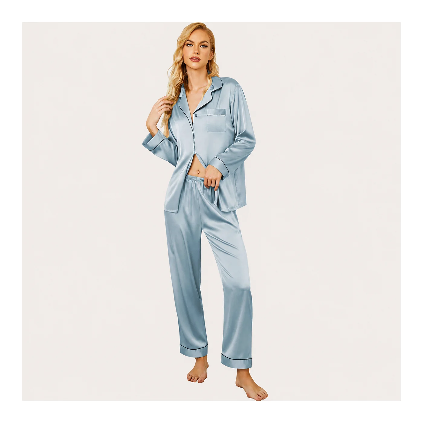 Women’s Premium Satin Long Sleeve Pajama Set