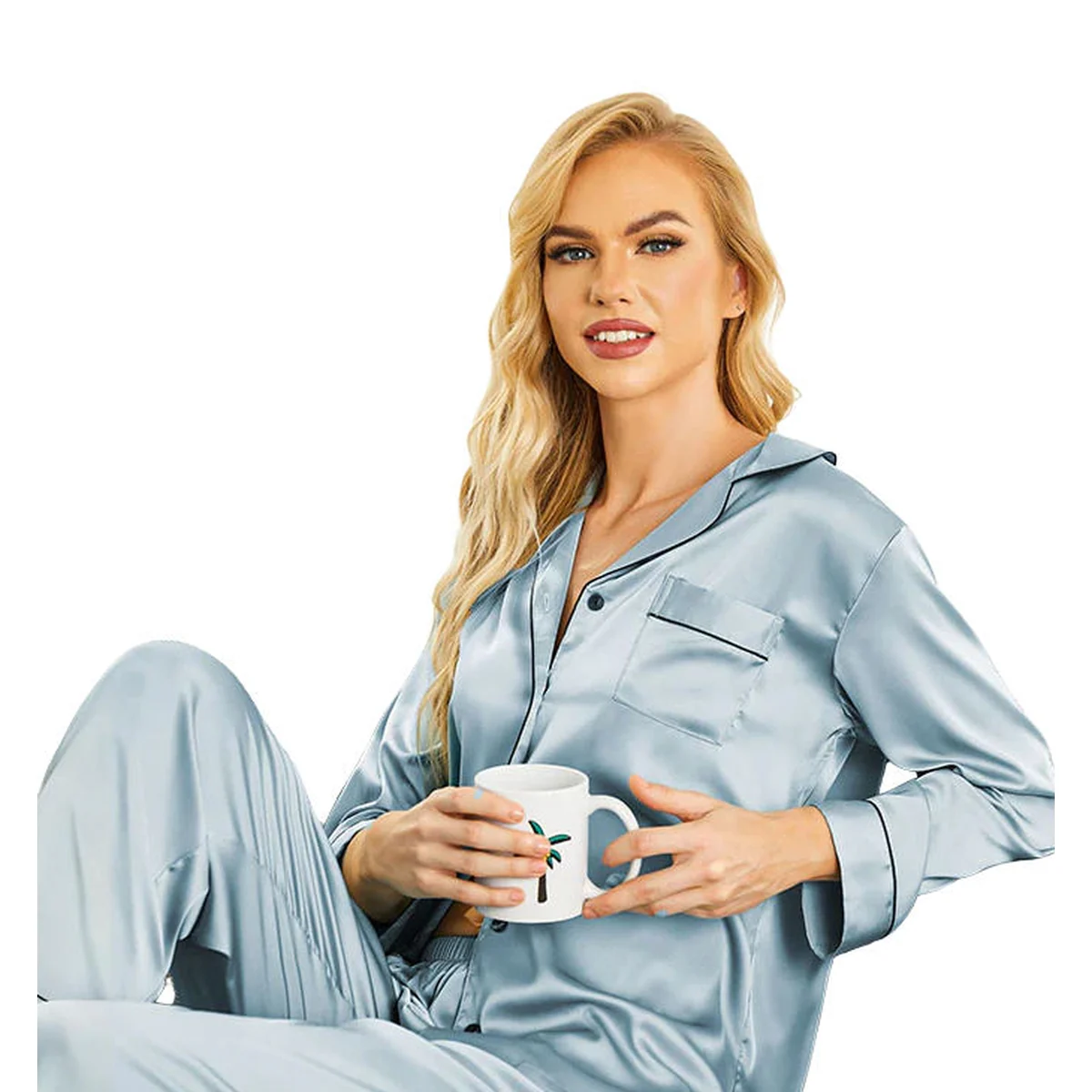 Women’s Premium Satin Long Sleeve Pajama Set view 4