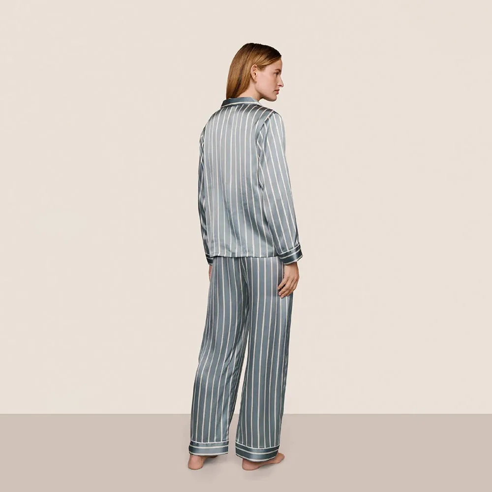 Women's Striped Print Long Sleeve Pajama Set view 3