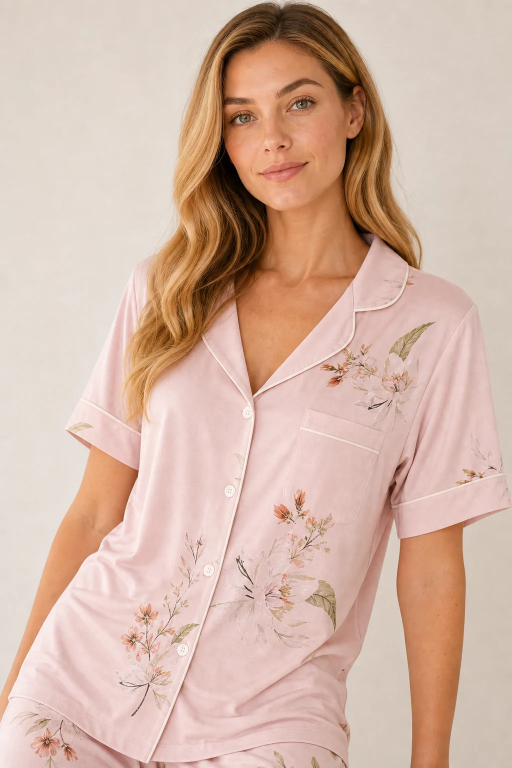 Women's Rayon Printed Short Sleeve Pajama Set view 4