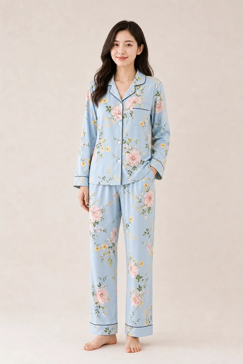 Women's Rayon Printed Long Sleeve Pajama Set