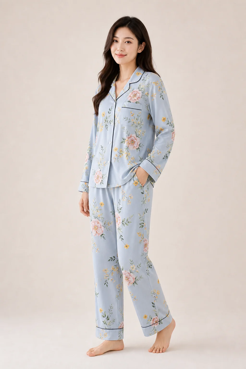 Women's Rayon Printed Long Sleeve Pajama Set view 3