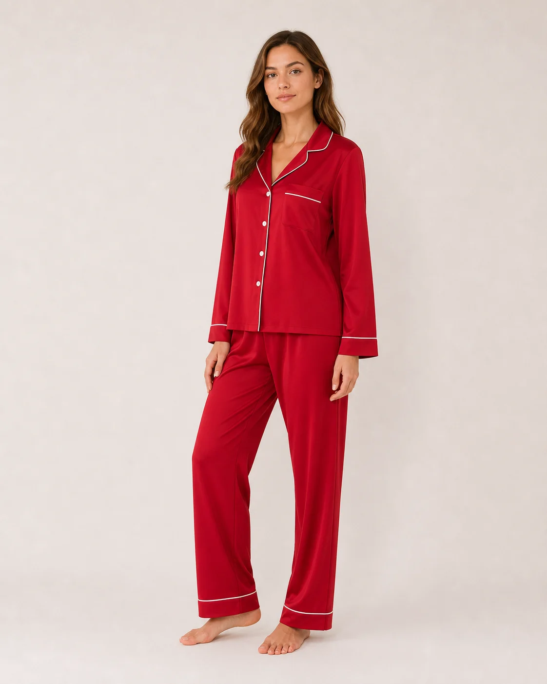 Women's Silk-Touch Pajama Set view 3
