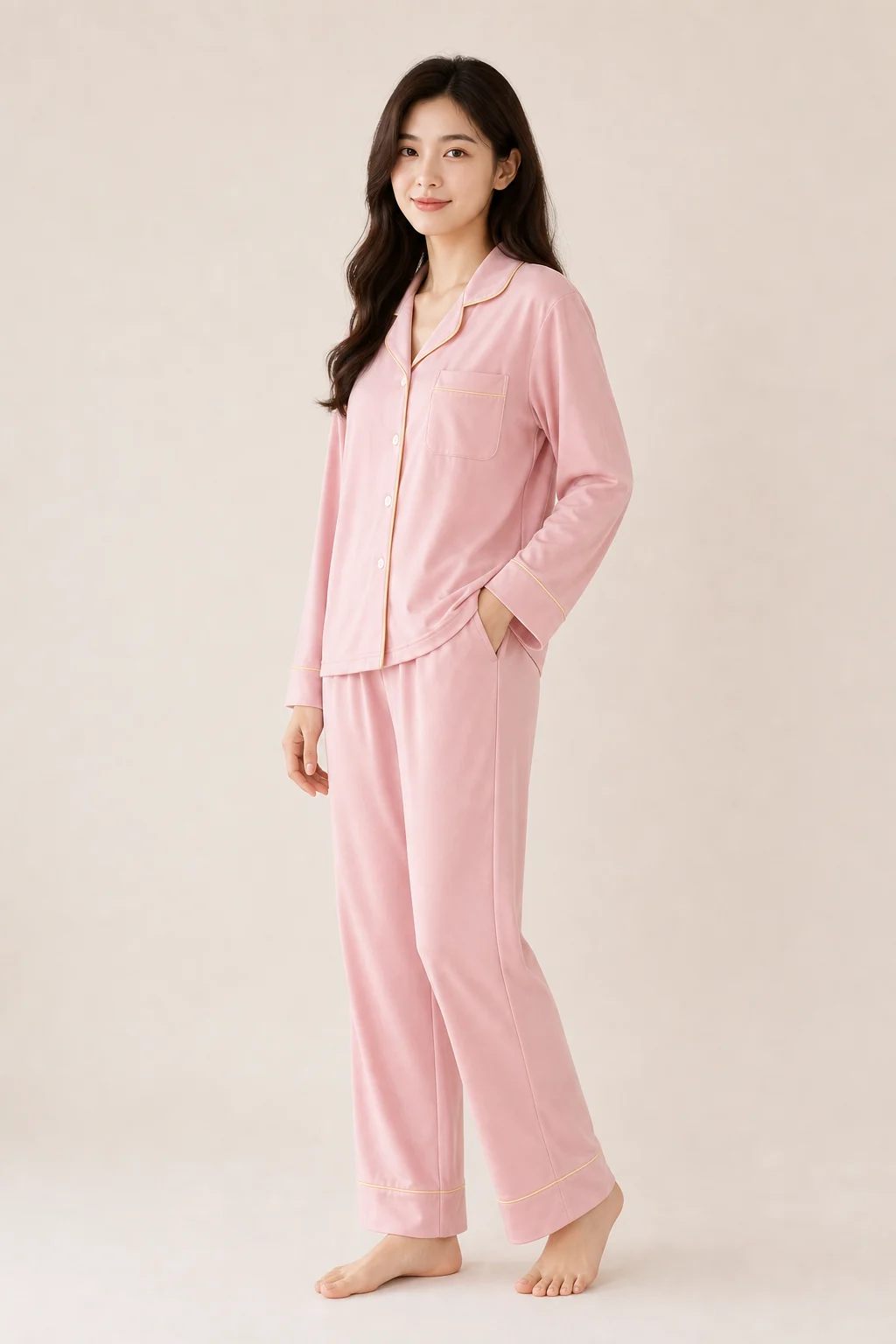 Women's Cotton Rayon Embroidered Long Sleeve Pajama Set view 3