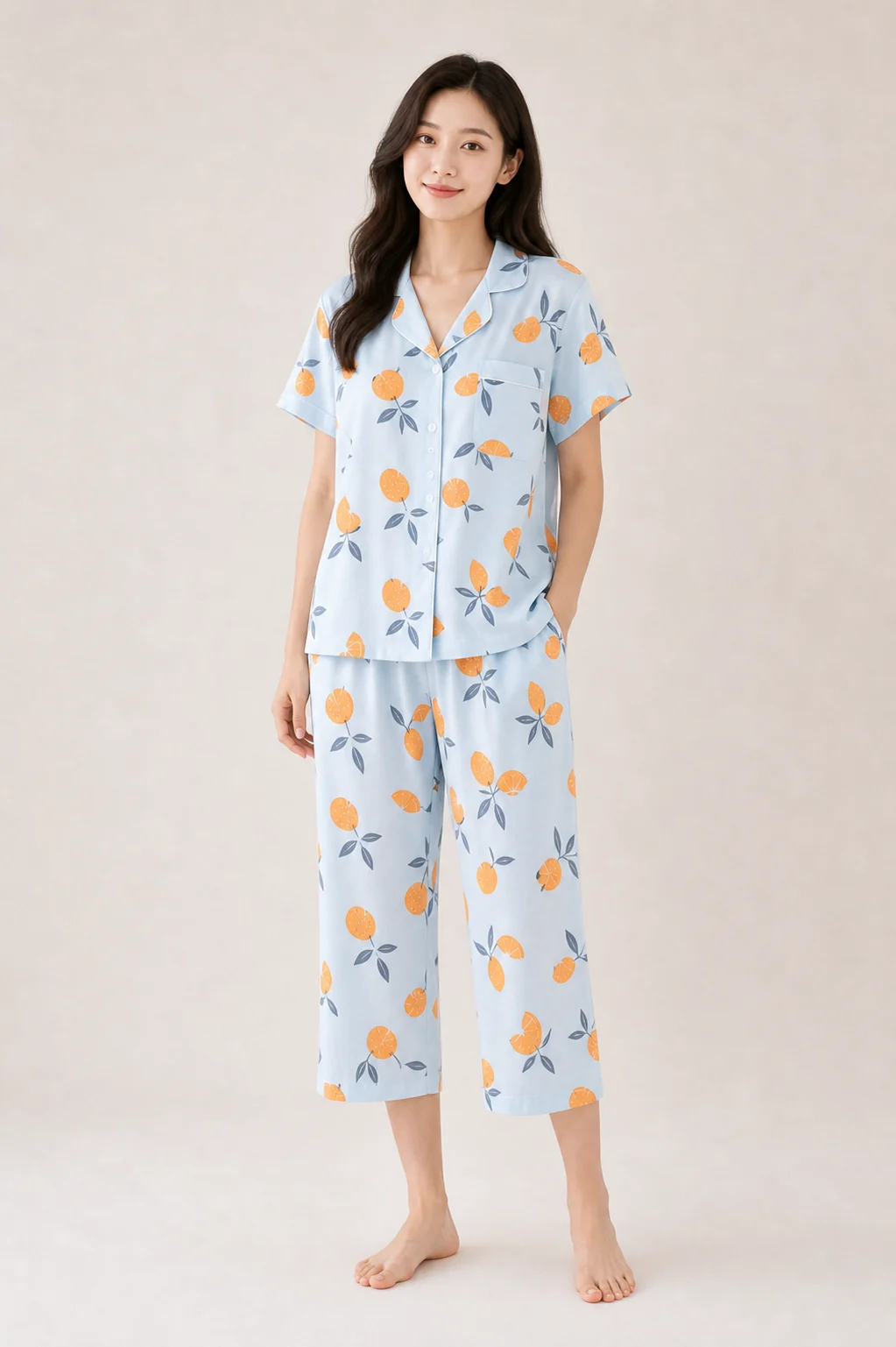Women's Cotton Rayon Printed Short Sleeve Loungewear Set