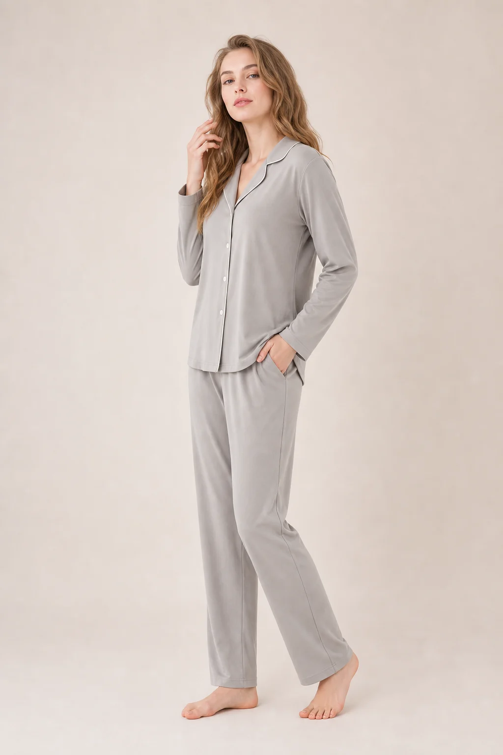 Women's Cotton Modal Solid Pajama Set view 3