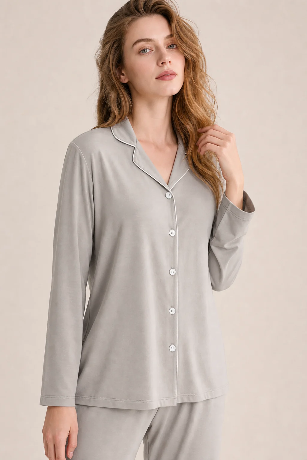 Women's Cotton Modal Solid Pajama Set view 4
