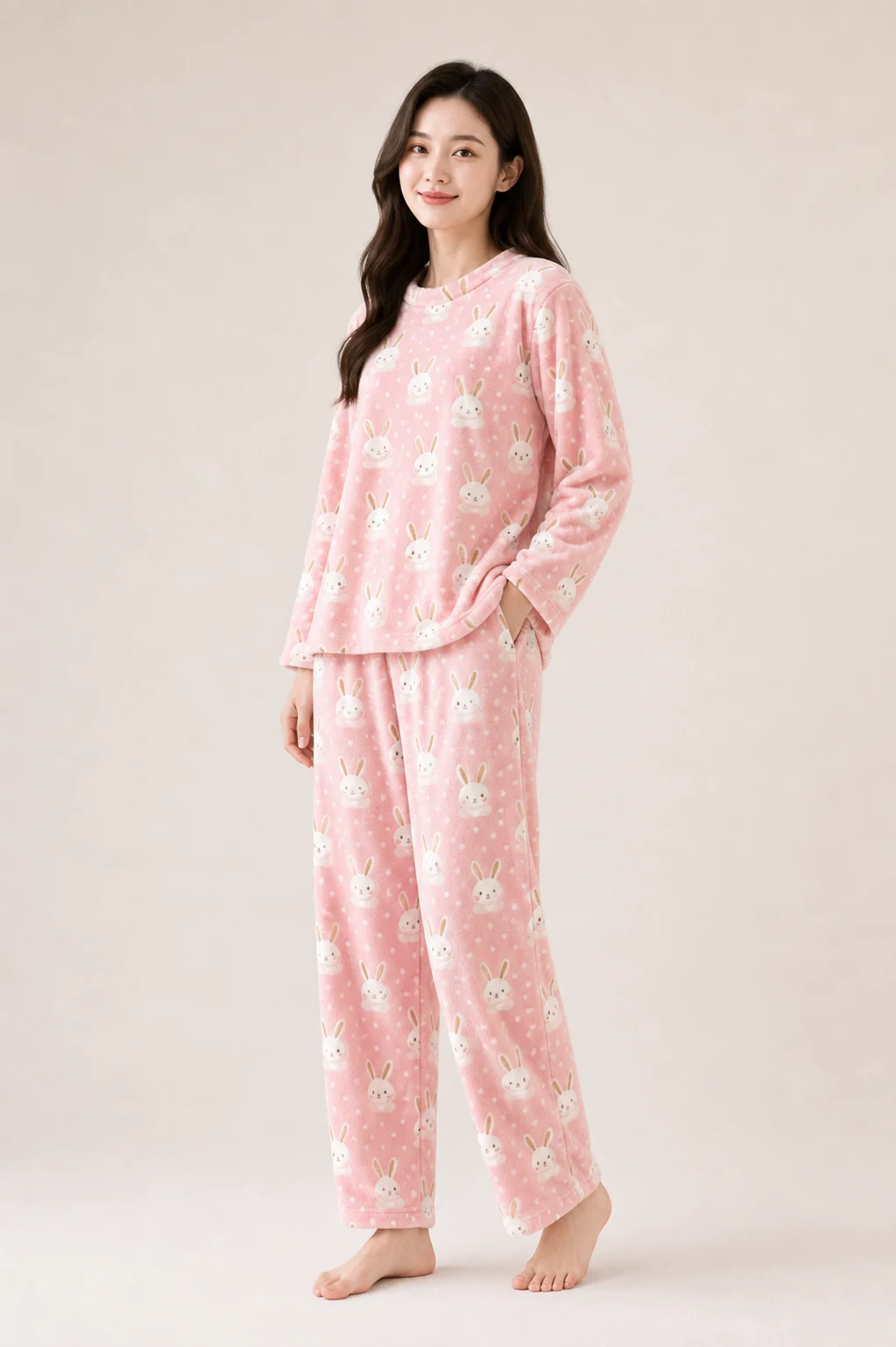 Women's Flannel Printed Pajama Set view 3