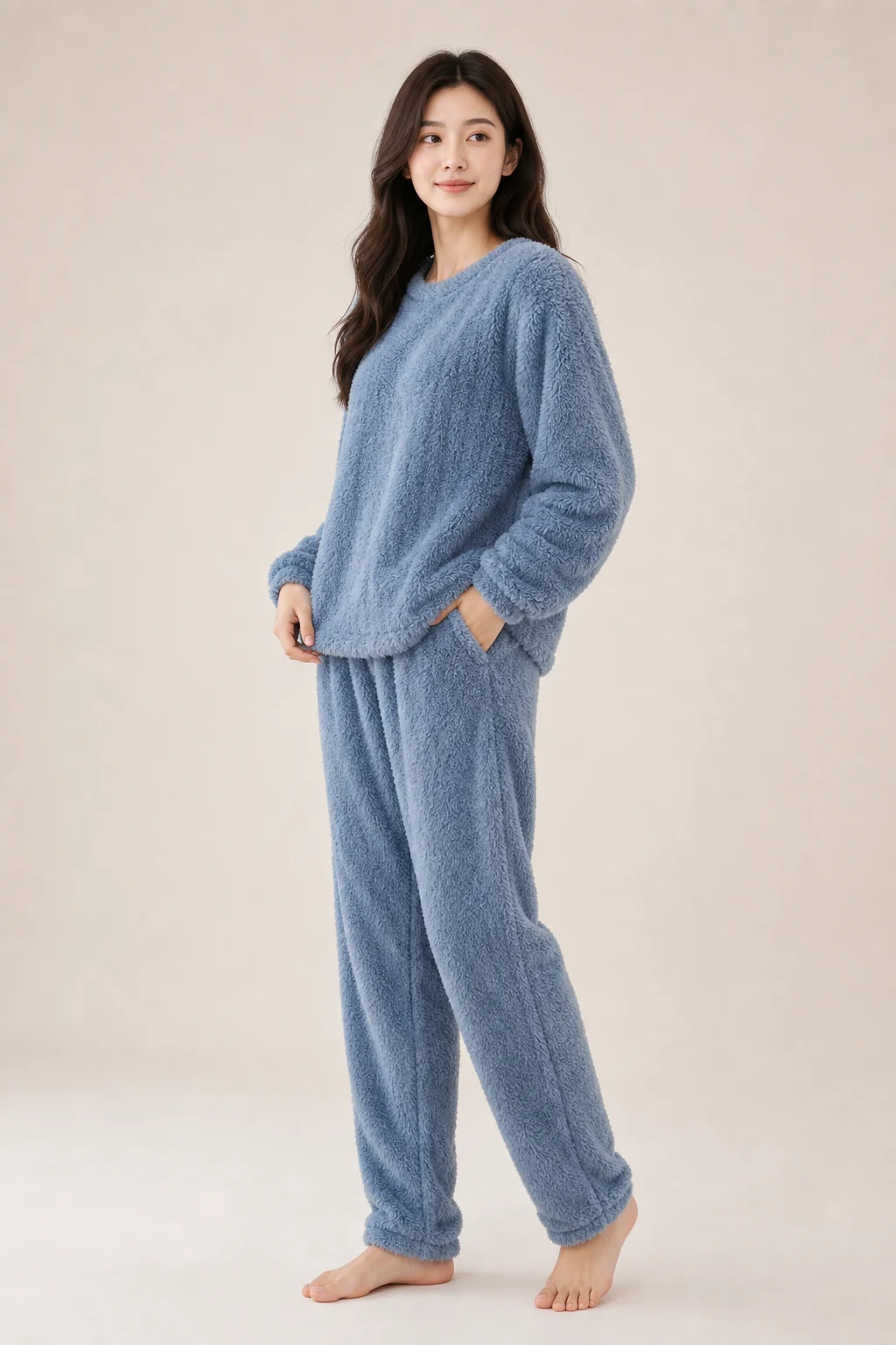 Women's Flannel Long Sleeve Loungewear Set view 3