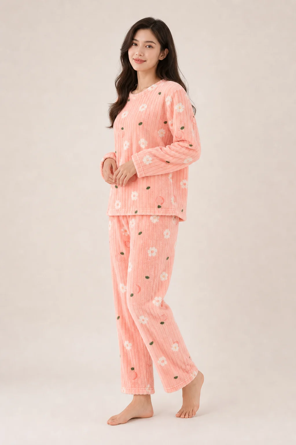 Women's Jacquard Coral Fleece Pajama Set view 3