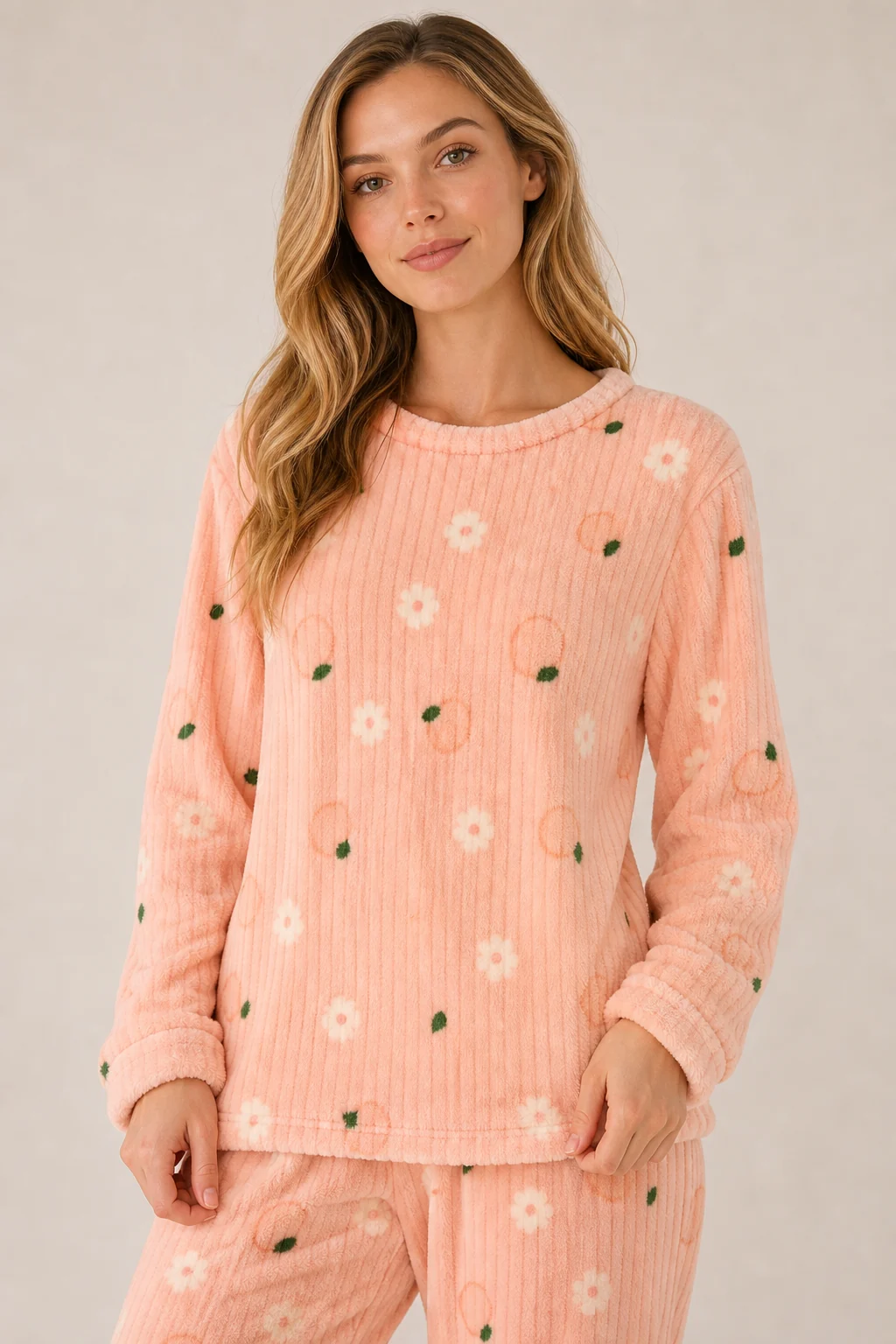 Women's Jacquard Coral Fleece Pajama Set view 4