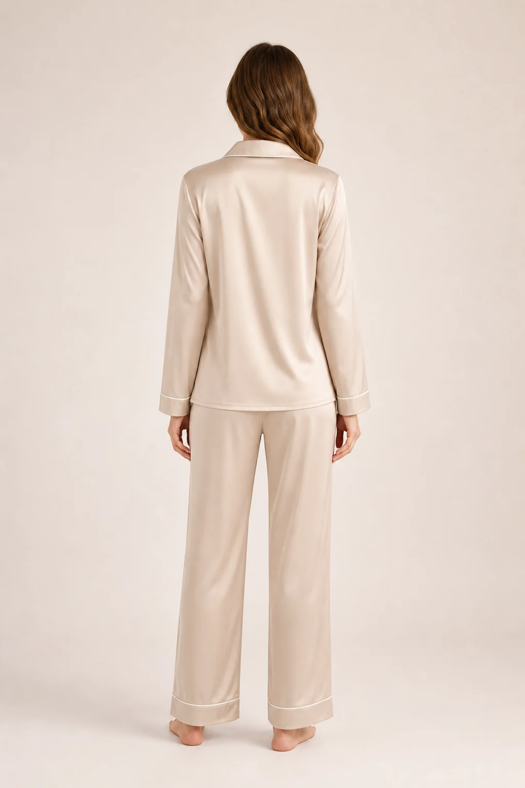 Women's Silk-Touch Long Sleeve Pajama Set view 2