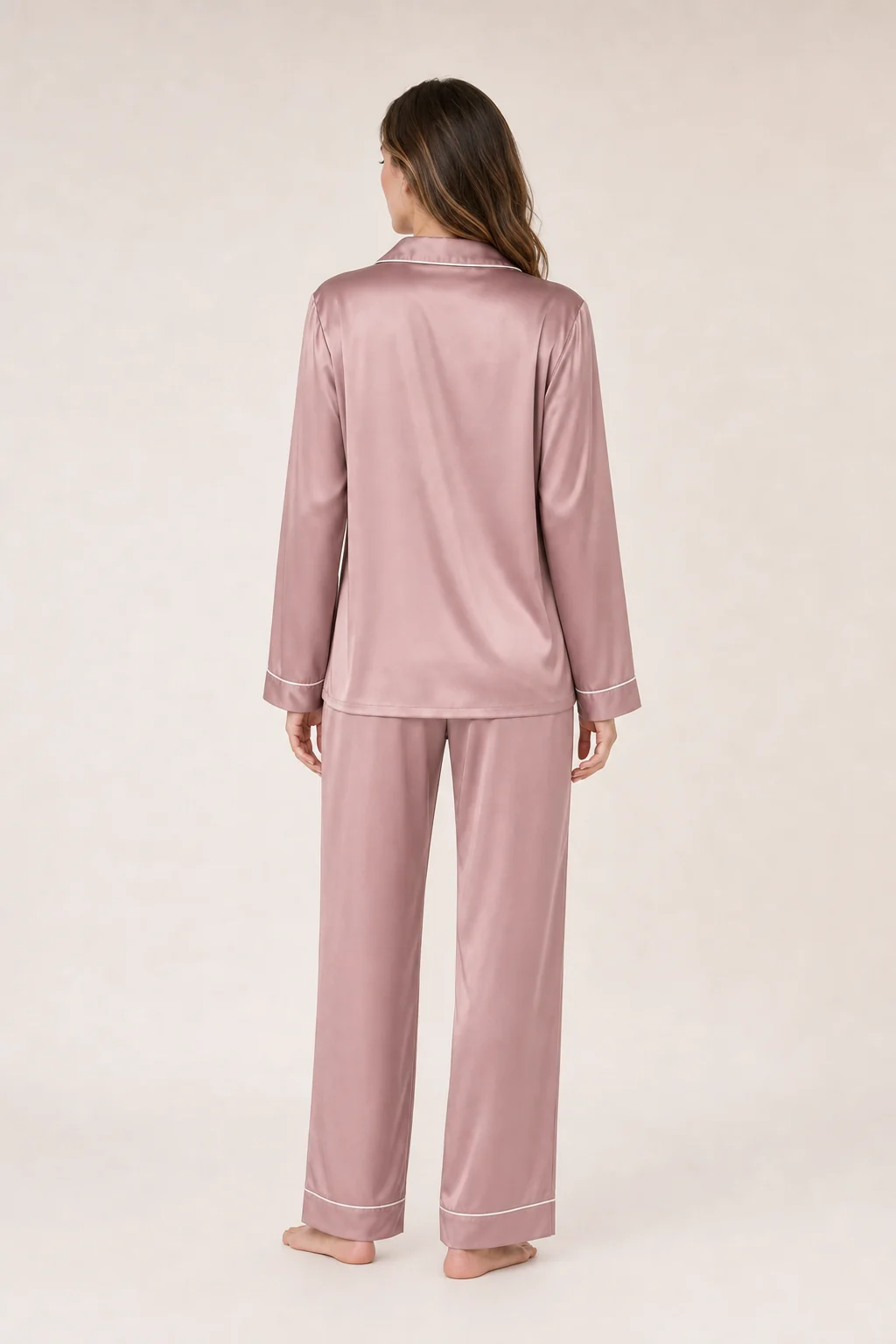 Women's Satin-Style Long Sleeve Pajama Set view 2