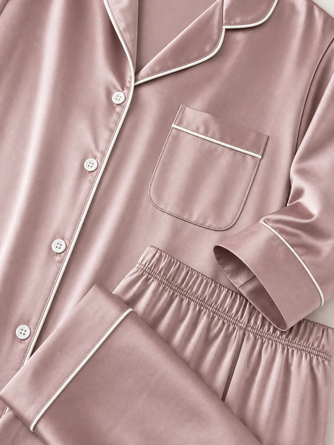 Women's Satin-Style Long Sleeve Pajama Set view 5