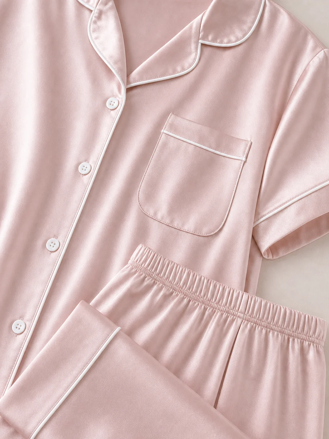 Women's Satin Short Sleeve Pajama Set view 5