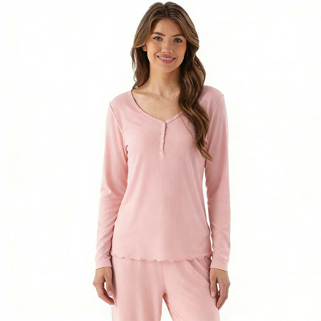 Women's Bamboo Viscose Button-Front Long Pajama Set view 4