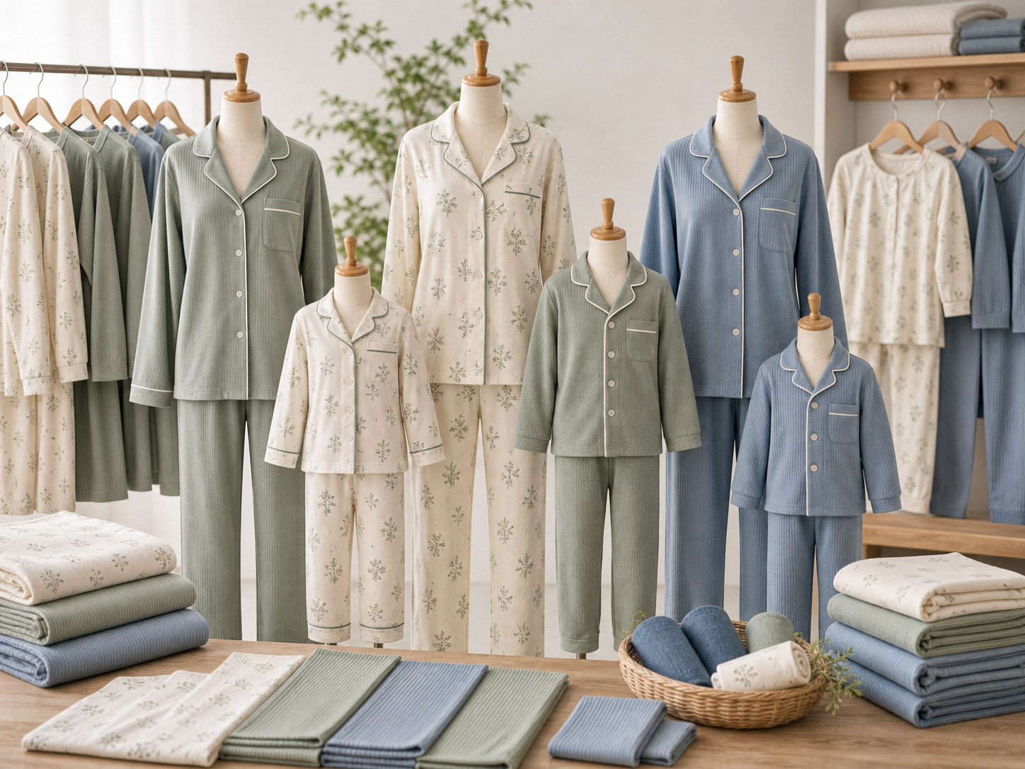 Family matching pajamas and parent-child loungewear samples