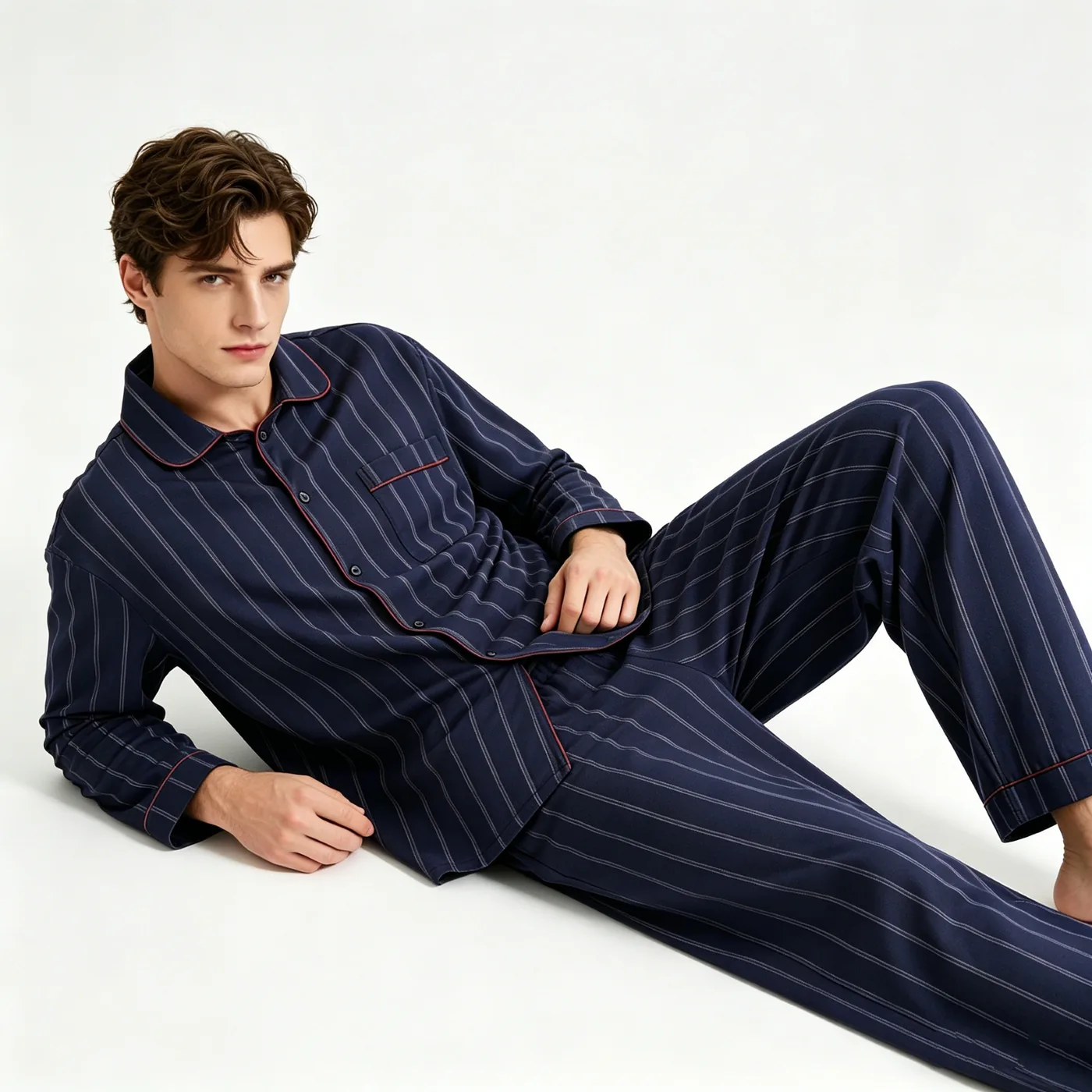 Men's Satin Button-Down Pajama Set view 2