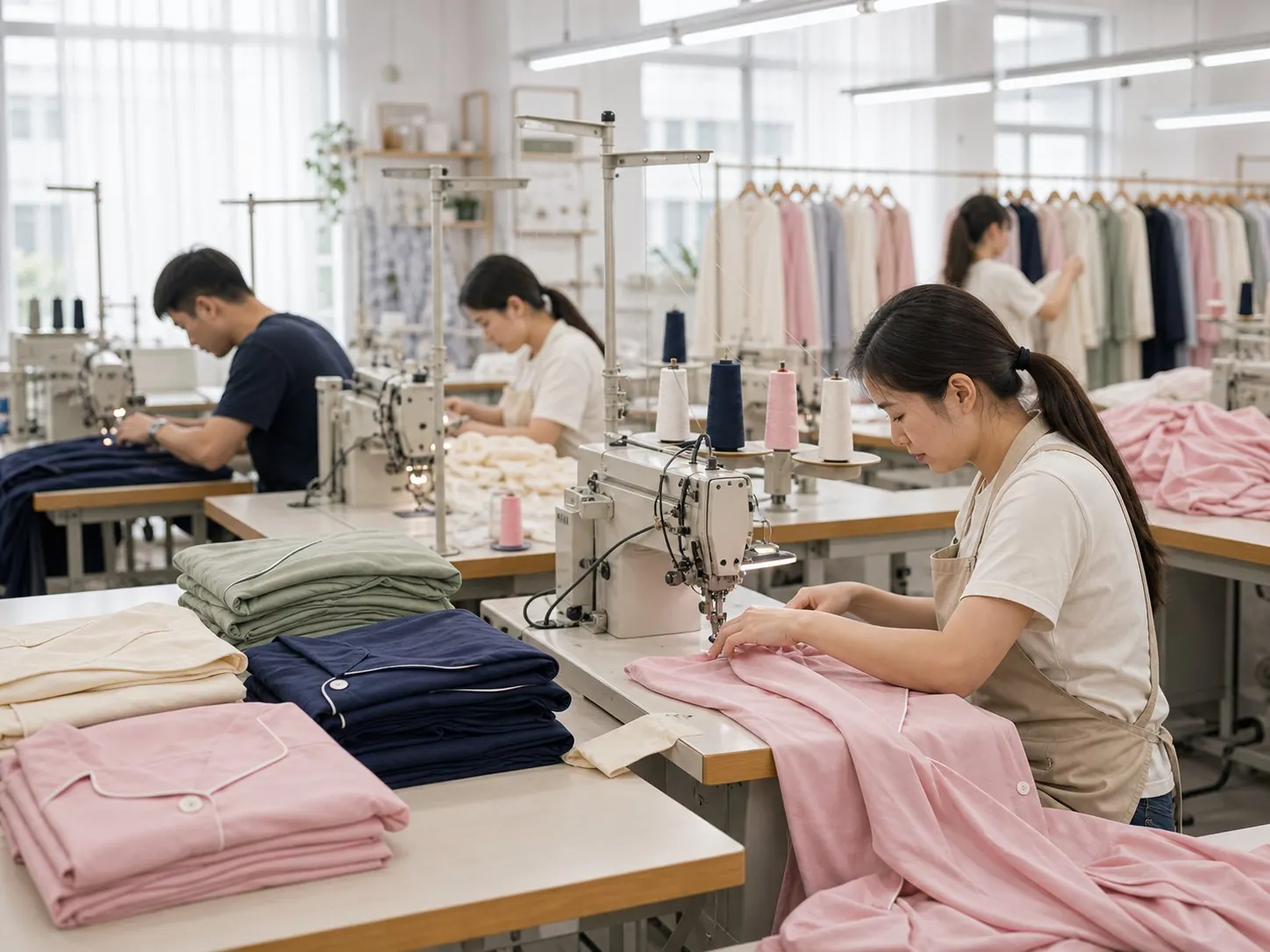 志祥服装家居服生产车间